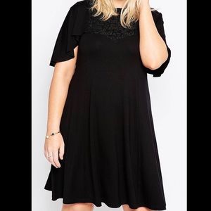 ASOS CURVE Dress w/Lace Bib & Ruffle Sleeves Plus